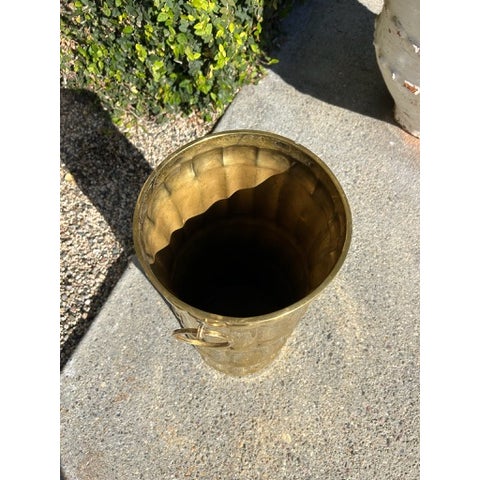 Traditional Vintage Brass Umbrella Stand With Ring Handles For Sale - Image 3 of 9