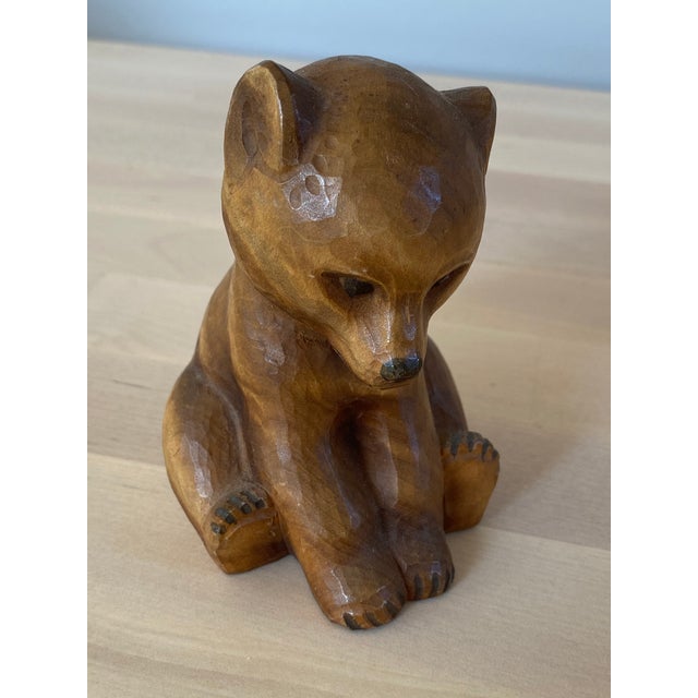 Hand Carved Swiss Baby Bear Figure by Schweizer Heimatwerk For Sale - Image 12 of 13