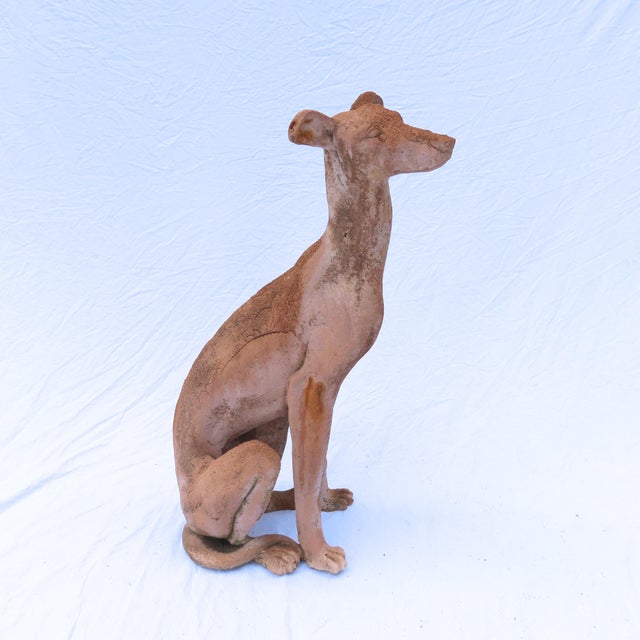 A Vintage Life Size Ceramic Dog Statue Weathered Patina C1970 Indoor
