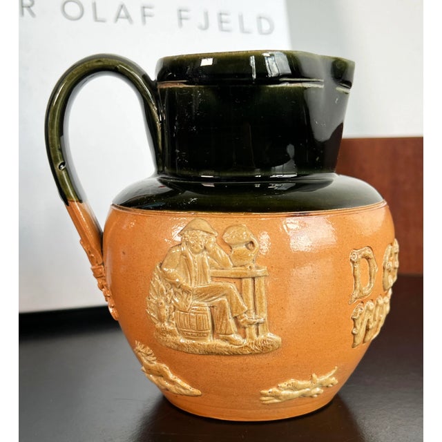 1900 - 1909 Rare Antique 1900's Royal Doulton Dewar's Whiskey Salt Glazed Ceramic Pitcher For Sale - Image 5 of 12