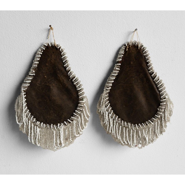 Pair of Antique Victorian Beadwork Wall Pockets, Glass Faux Pearl Beaded Decoration, 19th Century For Sale - Image 9 of 9