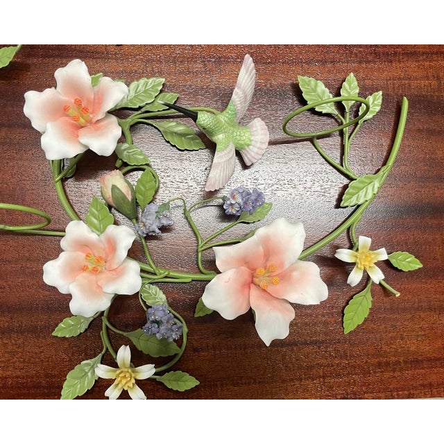 Vintage Porcelain and Tole Floral Candle Holder Wall Sconces - Set of 4 For Sale - Image 4 of 11