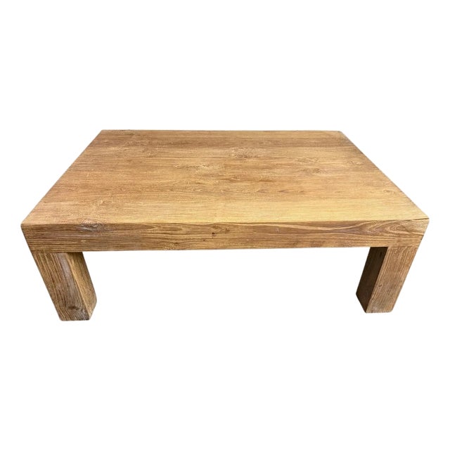 Andrianna Shamaris Minimalist Natural Teak Wood Coffee Table For Sale