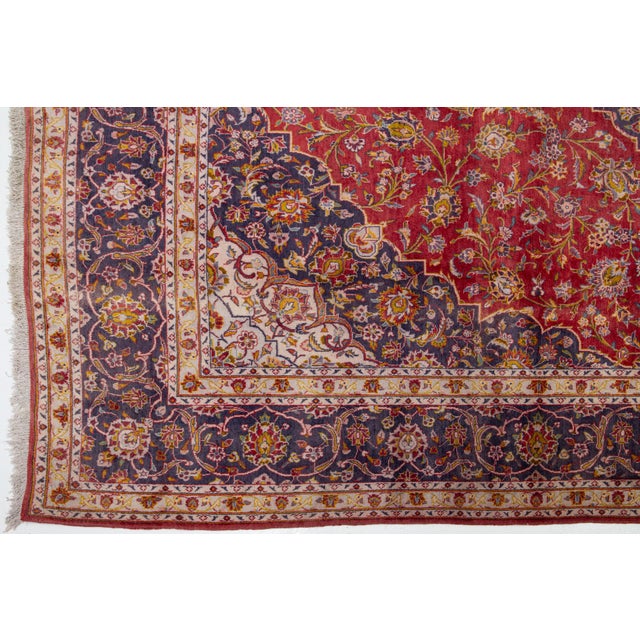 1950s 1950s Red Vintage Isfahan Deigned Wool Rug Room Size For Sale - Image 5 of 10