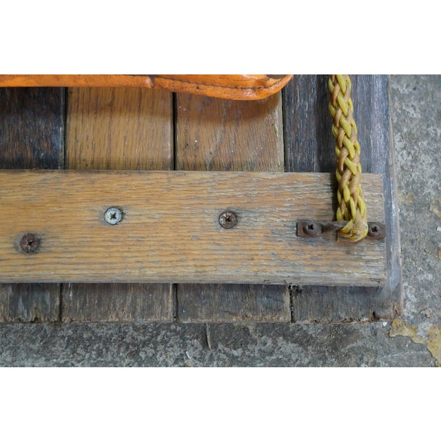 Brown VTG Adirondack Bentwood Oak Toboggan Snow Sled Sleigh Vinyl Seat Cabin Decor 72" For Sale - Image 8 of 18