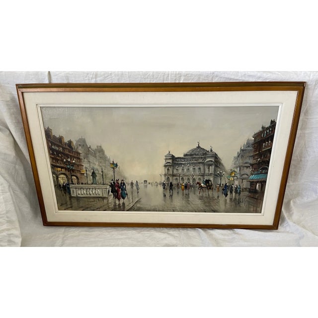 Original Antonio Devity Paris Street Scene Oil on Canvas Painting For Sale - Image 12 of 12