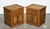 Antiques of London A charming vintage pair of wicker or rattan nightstands, each designed with a practical drawer above a...