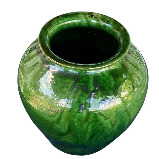 Antique French Provincial handmade terra cotta pottery c 1891-1914 stamped FRANCE on the bottom. Amazing green lead drip...