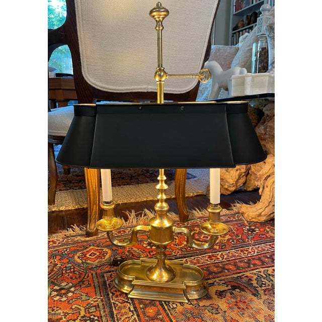 Vintage French Bouillotte Lamp Frederick Cooper Brass Tole Metal Black For Sale - Image 9 of 9
