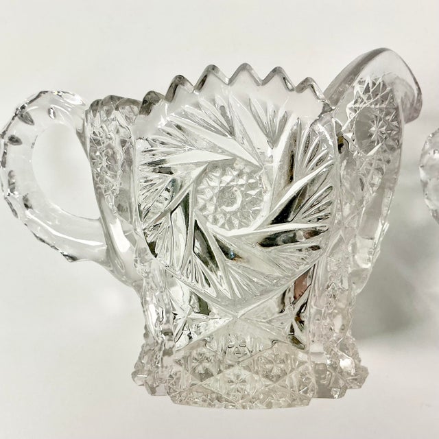Late 1800s Antique Boho Chic Hollywood Regency American Brilliant Cut Creamer & Sugar - A Pair For Sale - Image 16 of 17