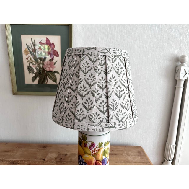 Vintage Fruit Transfer Ware Lamp With Pleated Shade For Sale - Image 12 of 12