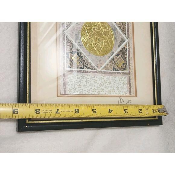 1960s Exotic 3d Foil Watercolor Art Star of David Artist Signed Framed Gold Handpainted For Sale - Image 14 of 16