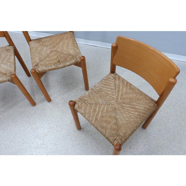 Vintage Rustic Dining Chairs with Straw Seat attributed to Renato Toso, 1970s, Set of 4 For Sale - Image 15 of 16