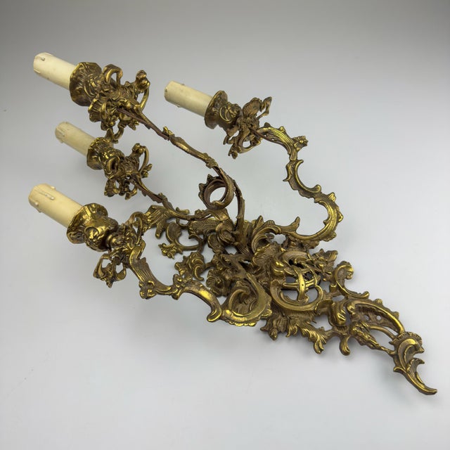 Vintage Italian Bronze Wall Sconce, Italy, 1930s For Sale - Image 4 of 18