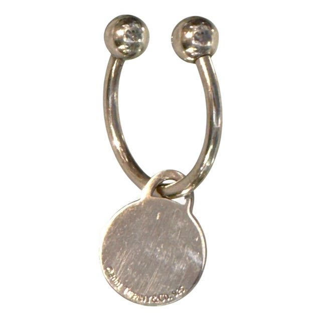 Tiffany & Co. Extra Large Sterling Round Tag Screwball Key Ring, Dated 2001 For Sale