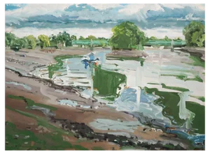 Jackson, Kew Bridge, View Towards the Strand on the Green, 21st Century, Oil on Board