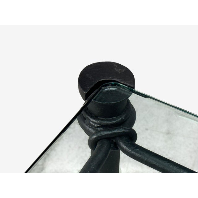 Giacometti Style, Console Table, Forged Metal, Glass, Usa, 1970s For Sale - Image 9 of 15