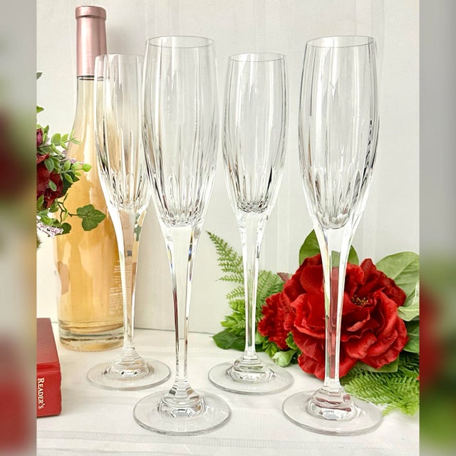 Glass Late 20th Century Mikasa Arctic Lights Champagne Toasting Wedding Glasses - Set of 4 For Sale - Image 7 of 7
