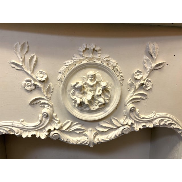 Architectural Salvage Antique French Fireplace Mantel With Cherub and Foliate Details For Sale In West Palm - Image 6 of 18