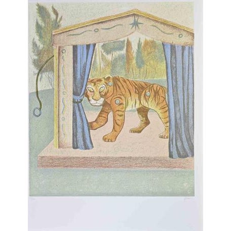 Contemporary Enrico Benaglia, The Tiger, 1990s, Lithograph For Sale - Image 3 of 3