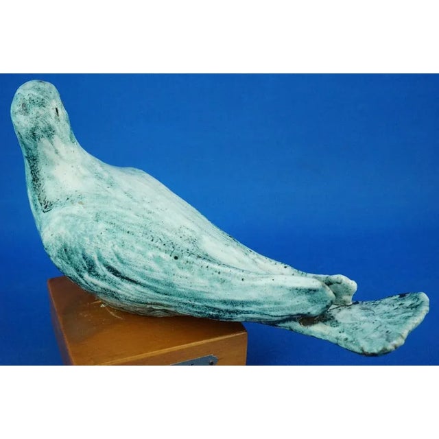 Ceramic Dove Sculpture with Wooden Base by Giuseppe Rossicone, Italy, 1970s For Sale - Image 12 of 18