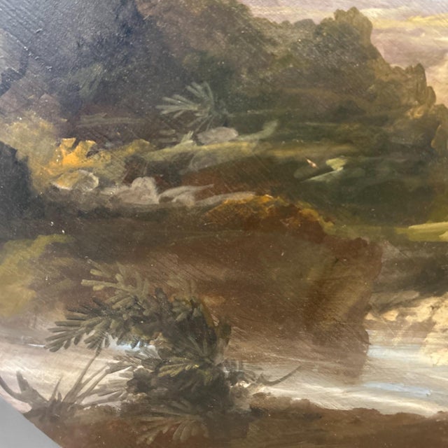 Circular Panels with Landscape, Oil on Canvases, 1890s-1910s, Set of 2 For Sale - Image 6 of 9