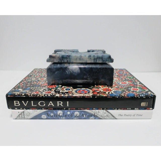 Stone Blue and White Marble Egyptian Revival Box, circa 1970s For Sale - Image 7 of 13