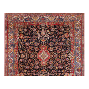 Splendid Black, Blue and Red Color With Medallion Pattern Vintage Bakhtiari Rug