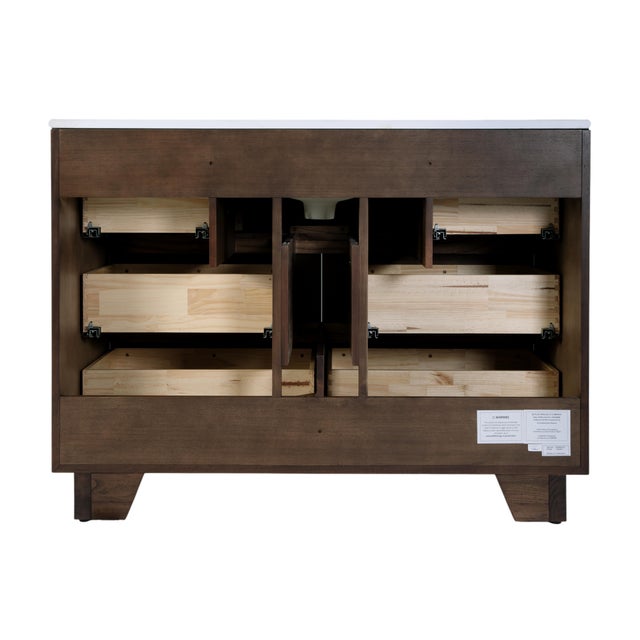 Halmstad 48 in. W Rectangular Wood Single Sink 6 Drawer Bathroom Vanity Set, Walnut For Sale - Image 9 of 11