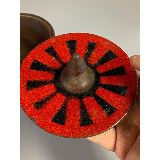 1960s Capital Enterprises Turned Walnut and Enameled Covered Vessel For Sale In New York - Image 6 of 10