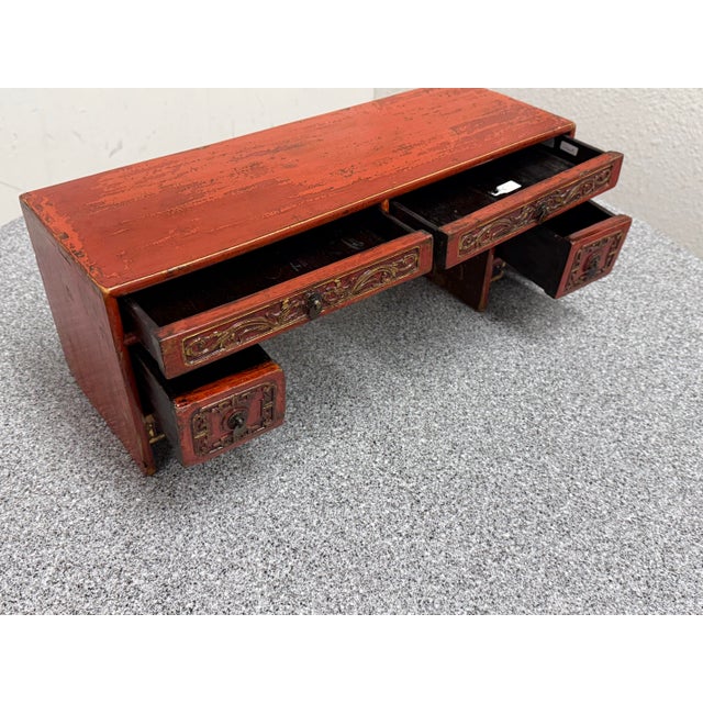 Antique Chinese Red Altar Table Box For Sale - Image 11 of 12