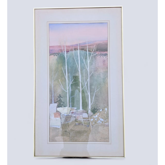 Vintage Postmodern Landscape Mixed Media Art Signed by the Artist For Sale - Image 11 of 12