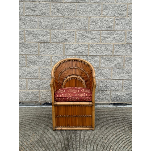 Vintage Split Bamboo Armchair With Cushion For Sale - Image 11 of 12