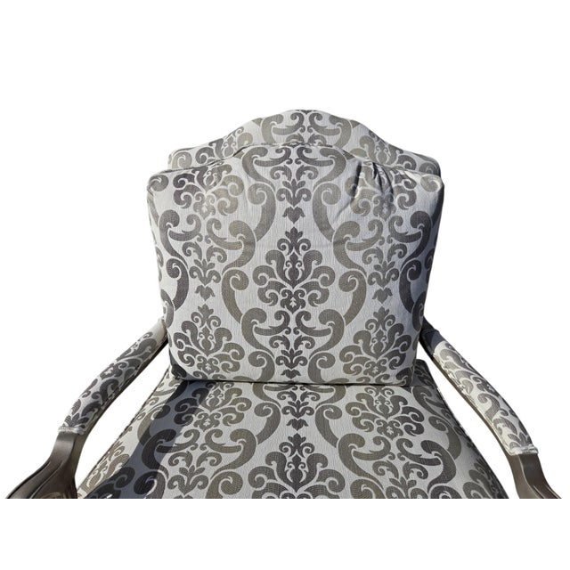 1990s 1990s Oversized Ethan Allen Versailles Bergere Lounge Chair & Ottoman Set Damask For Sale - Image 5 of 18