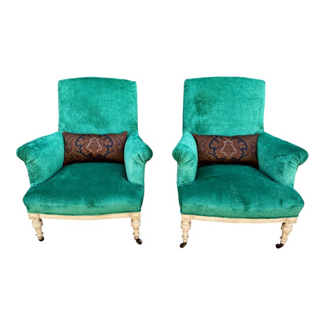 Pair William IV Club Chairs, Style of Howard & Sons For Sale