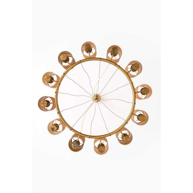 Scandinavian Modern Ceiling Lamp in Brass and Cane by Hans Bergström, 1940s For Sale - Image 3 of 13