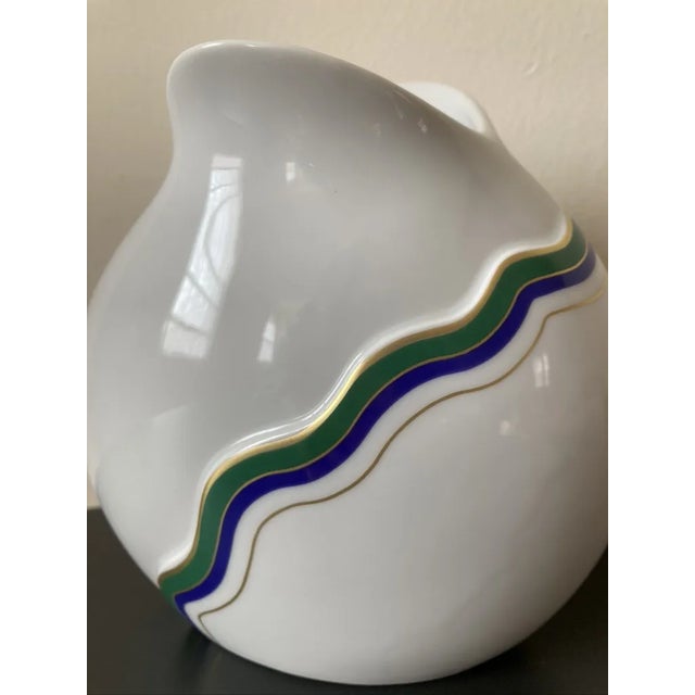 Geometric Undulation German White Porcelain Vase by Kaiser, Signed For Sale - Image 9 of 12