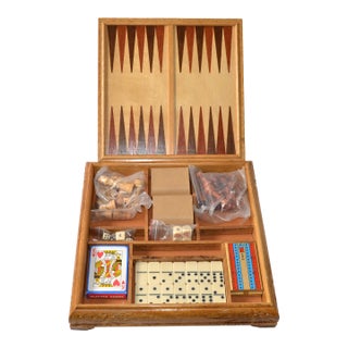 Italian Vintage Carved Wood Backgammon Chess Set Toys Collectables Box Board Never Used For Sale