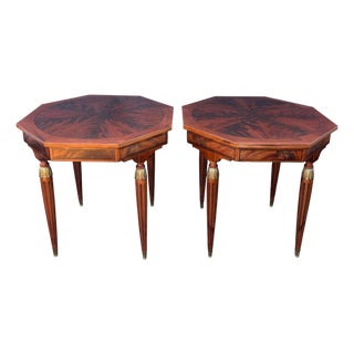 French Louis XVI Style Marquetry Side Tables, 1940, Set of 2 For Sale