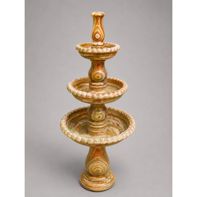 Stone Rare Multi-Color Onyx Marble 3-Tier Water Fountain – 55" Tall | Luxury Garden Fountain by Zarva Stone For Sale - Image 7 of 8
