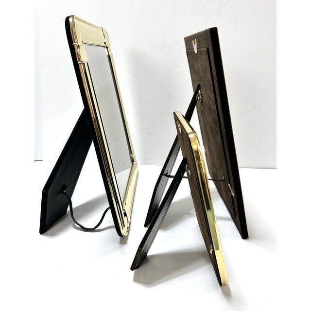 Vintage 1980s Postmodern Brass Photo Frames Set of 3 – Glam Desk Decor For Sale - Image 13 of 13