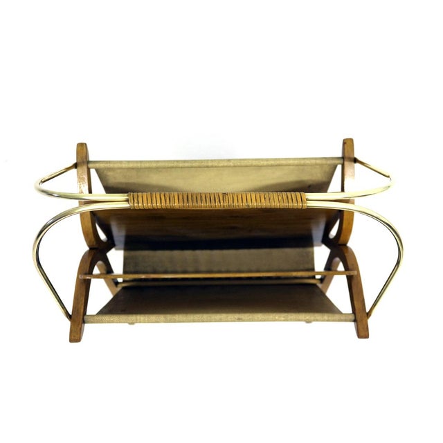 1950s Vintage Bentwood & Brass Magazine Rack For Sale - Image 5 of 18