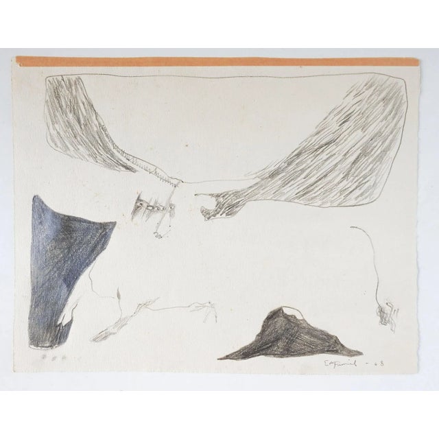 Abstract Mid-Century Expressionist Bull Drawing For Sale - Image 3 of 4