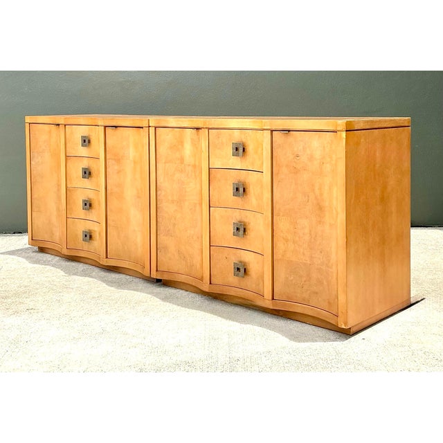 Vintage Deco Burl Wood and Metal Chest of Drawers - A Pair For Sale - Image 12 of 12