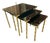 Set of Italian Jansen Manner Brass and Black Lacquer Nesting Tables For Sale