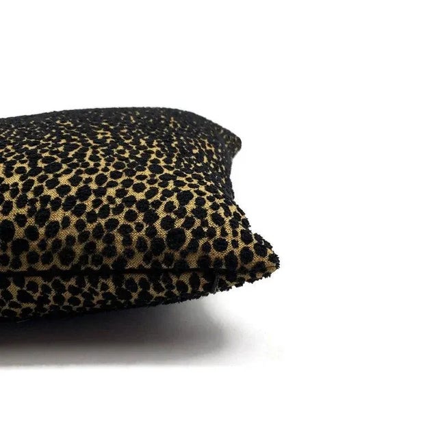 African Black Chenille Velvet on Gold Spotted Pillow Cover For Sale - Image 3 of 5