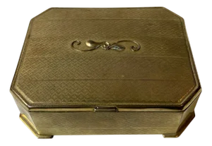 Art Deco Danish Guilloche Jewelry Box in Gilt Bronze, 1930s