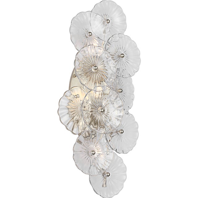 Modern Julie Neill for Visual Comfort Signature Gianna 21" Layered Sconce in Burnished Silver Leaf with Clear Glass For Sale - Image 3 of 13