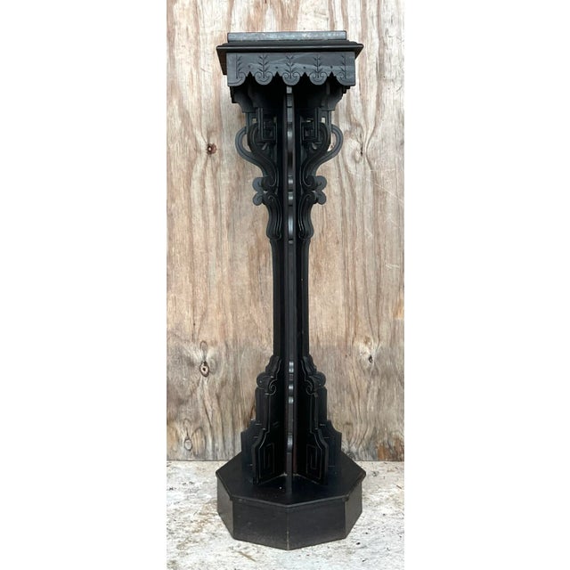 Vintage Boho Eastlake Wooden Pedestal For Sale - Image 9 of 10