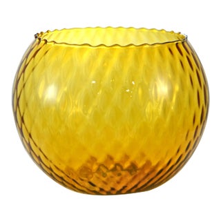 Amber Empoli Mid-Century Modern Optic Glass Ball Vase For Sale